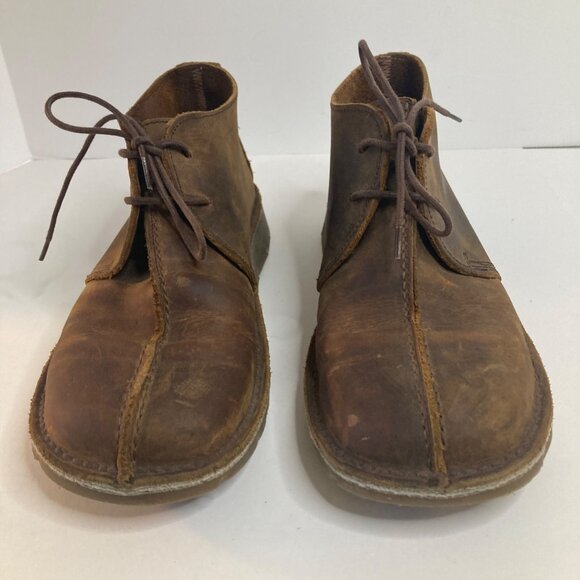 Mens Ruff Hewn Leather Lace Chukka Shoe Boots 8 Made in Spain Brown - Picture 2 of 8